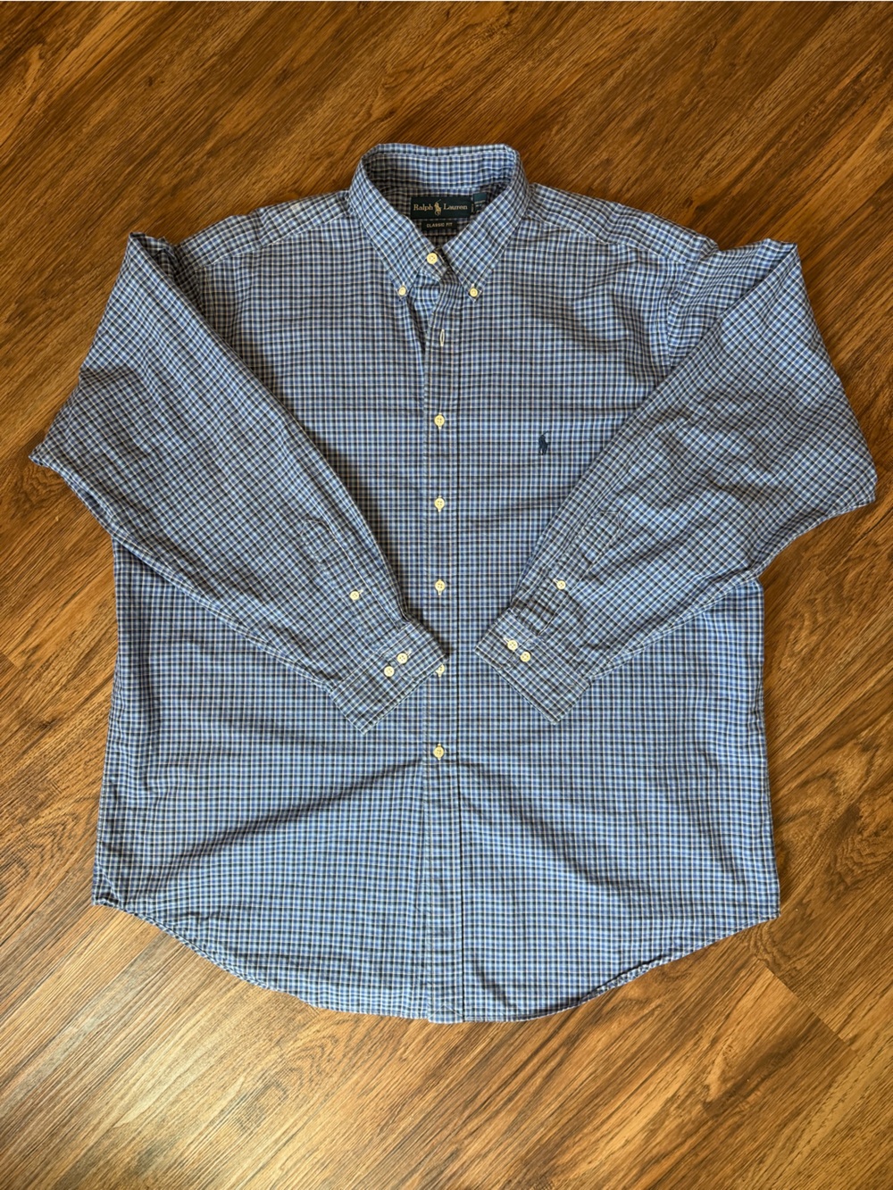 Ralph Lauren Men’s blue plaid long sleeve classic fit button down XXL